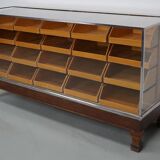 Vintage British maple & oak haberdashery cabinet or shop counter, 1930s