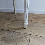 Vintage Louis XVI style chair in petrol blue velvet and patinated wood