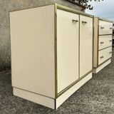 Cabinet and chest of drawers in ivory lacquer, inspired by Mahey and Vandel.