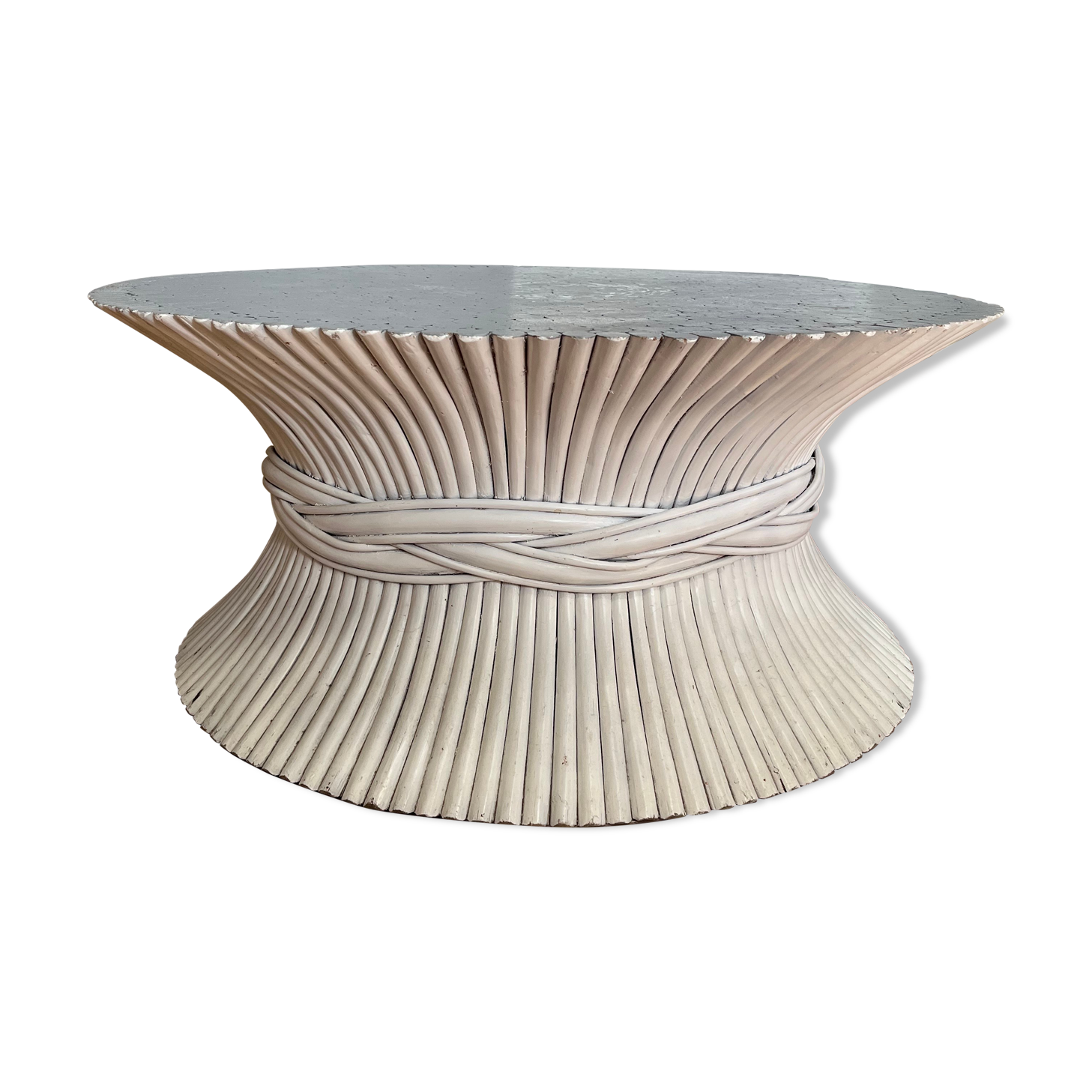 70s rattan coffee table by McGuire