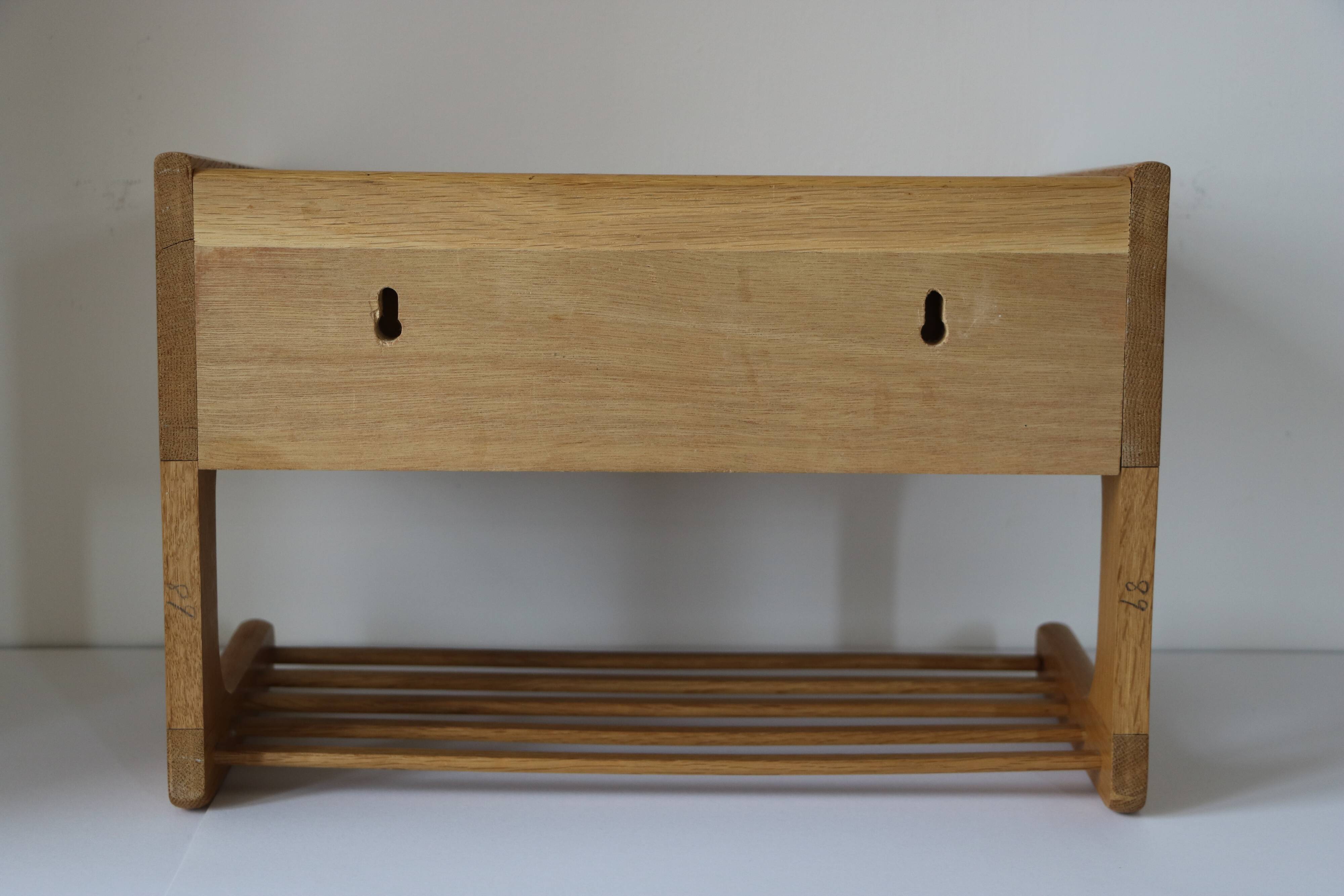 Scandinavian bedside table or wall console, oak and teak 1960