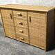 Vintage woven rattan and natural bamboo sideboard - Italy 1970s