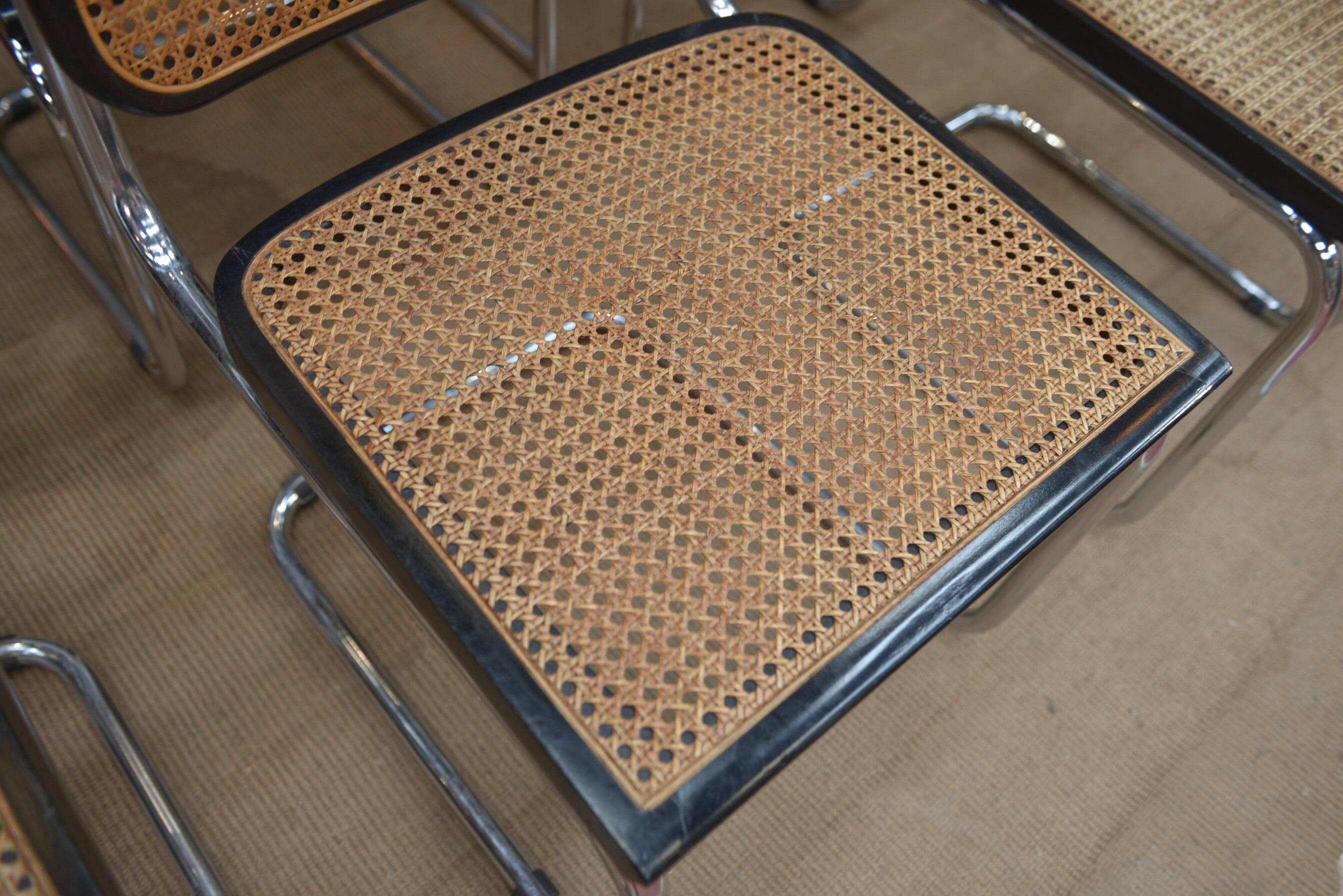 Set of 6 model b32 cesca marcel breuer chairs, italy 1970s