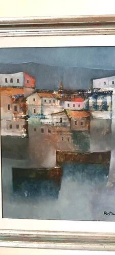Oil painting on canvas of the sea by Lido Bettarini