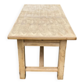 Renovated farmhouse dining table in raw wood 180cm 20th century