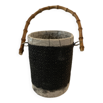 20th century enameled ceramic ice bucket