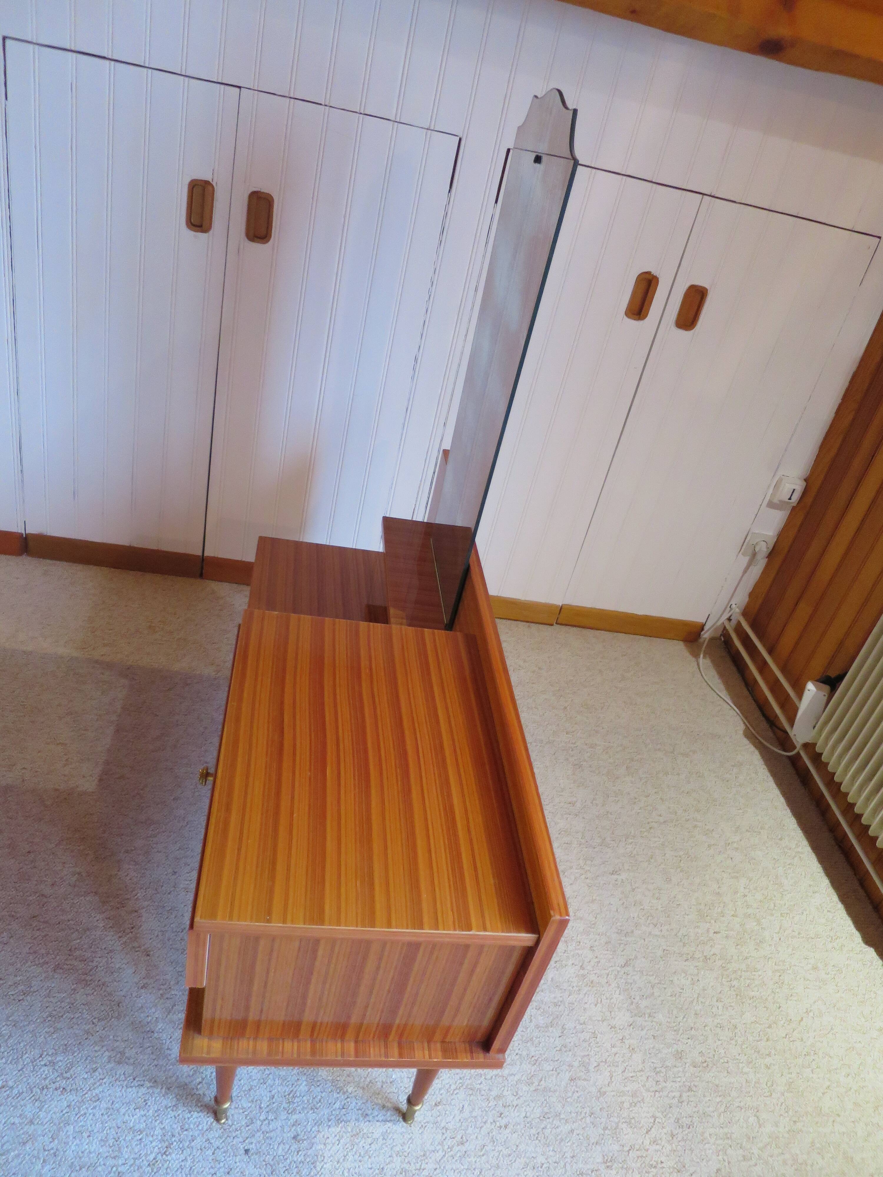 Console dressing table - hall furniture - drawer and mirror - 60s - vintage - modernist
