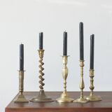 5 bougeoirs en laiton, années 1960