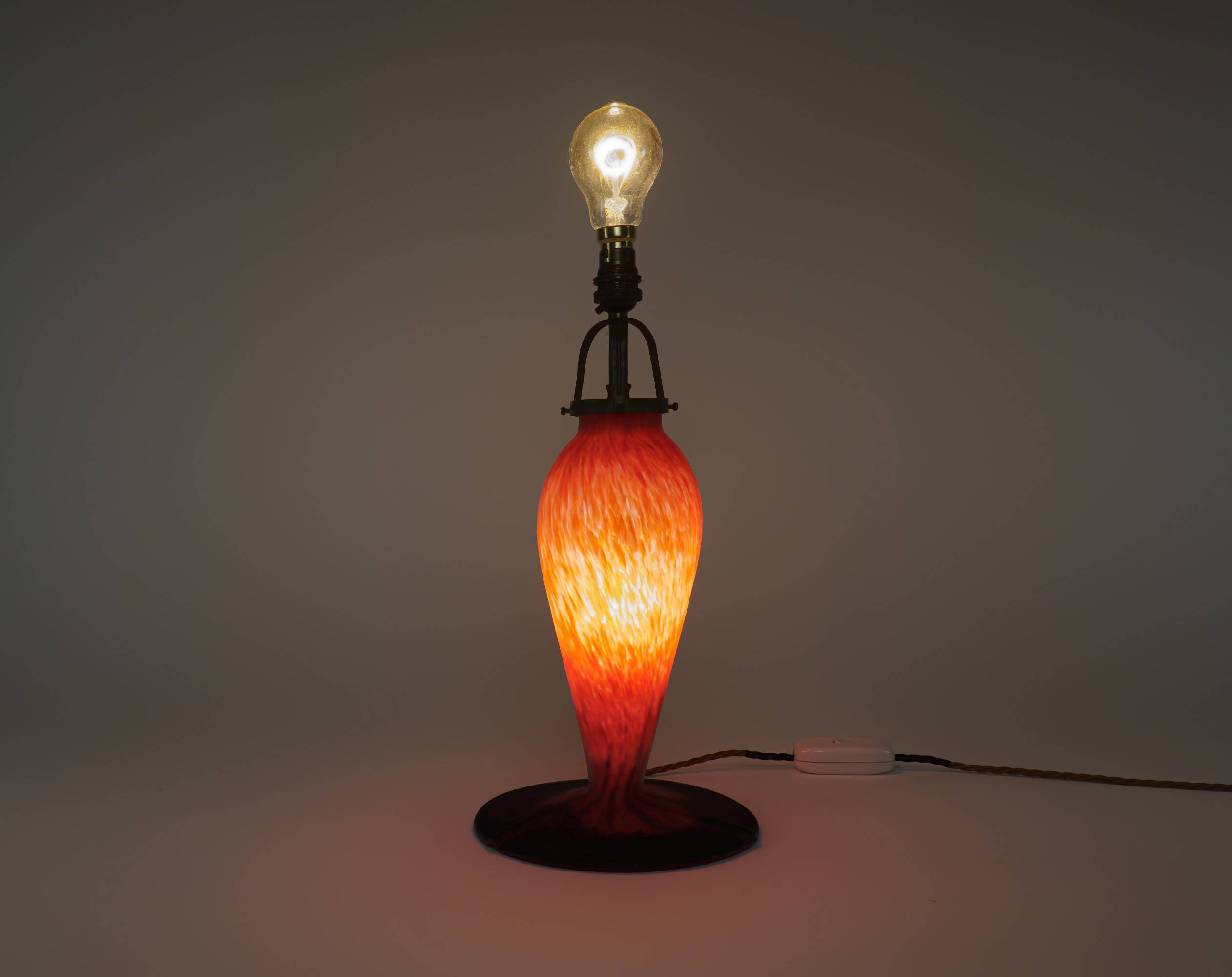 Vintage 1970s Art De France Pate-De-Verre Glass Table Lamp