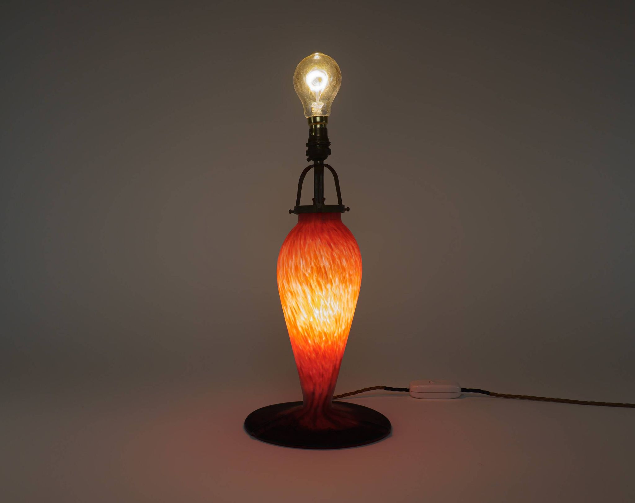 Vintage 1970s Art De France Pate-De-Verre Glass Table Lamp