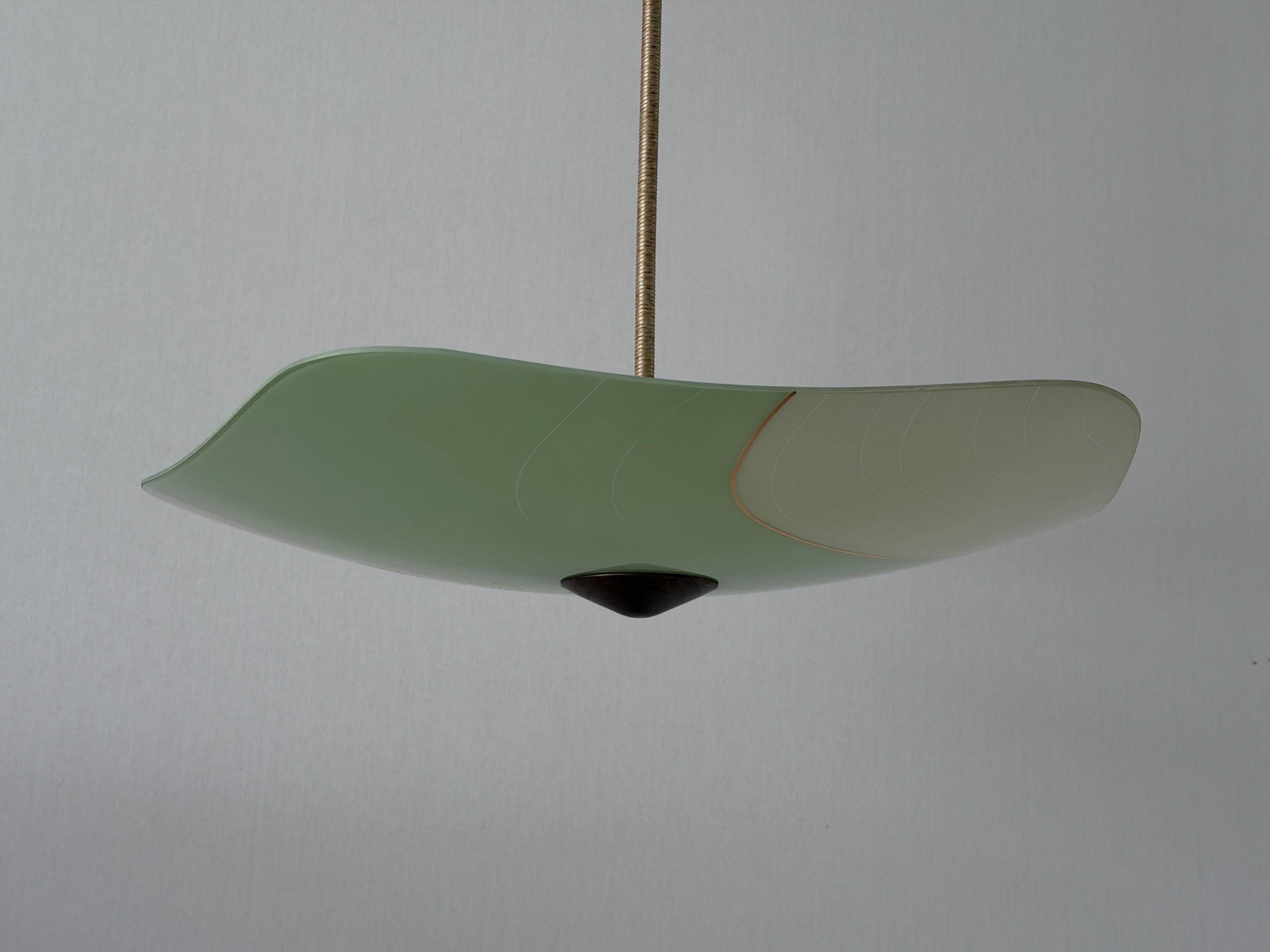 Art Deco pentagonal green glass ceiling light, 1940s, Germany