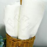 Set of 6 large damask napkins with monogram