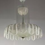 Lustre fontaine vénitien en verre de Murano incolore vert 1940