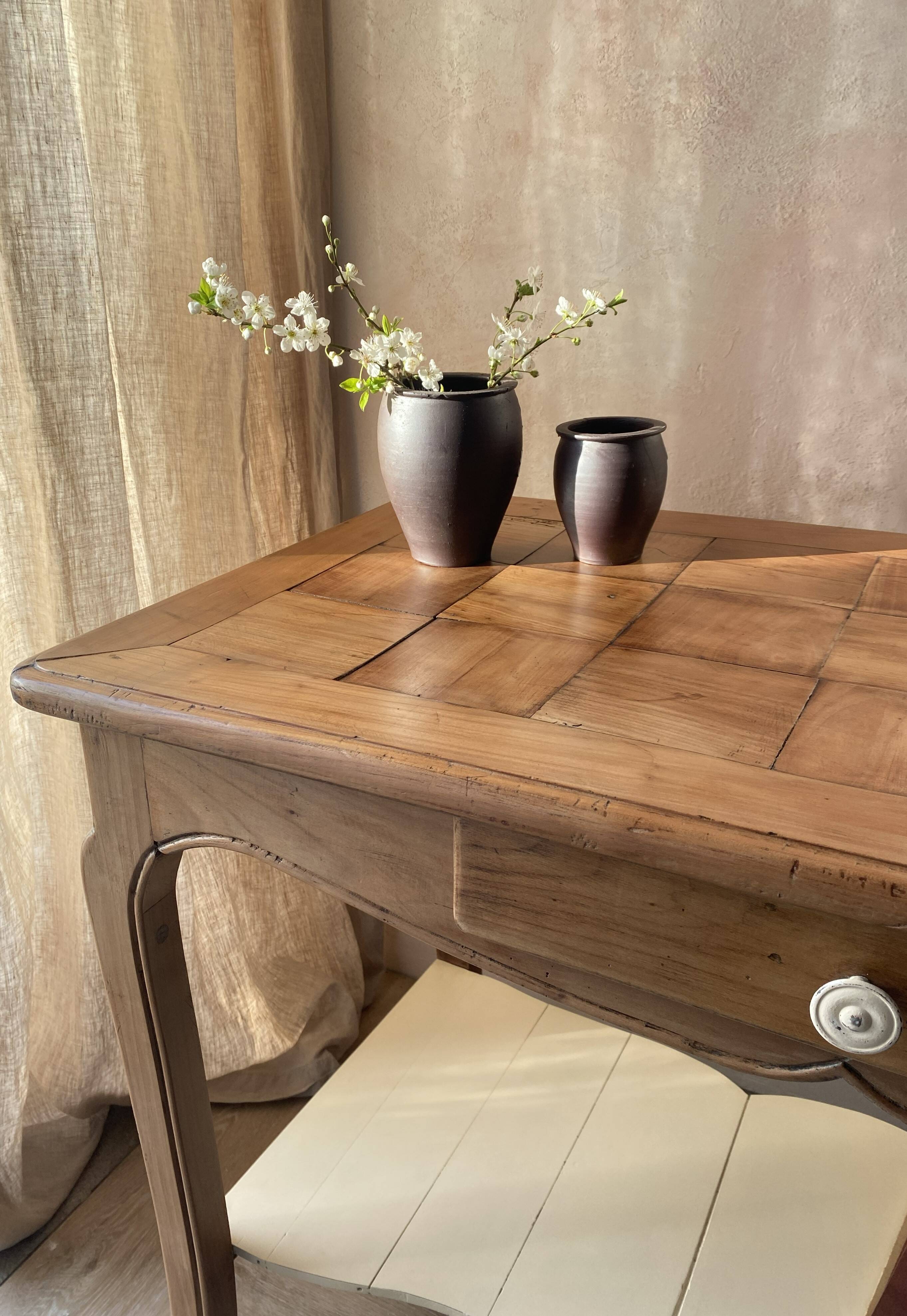 Old console in solid cherry wood - rustic Louis XV style