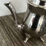 Service à thé 3 pièces égoïste 1 personne en métal argenté ou inox ancien