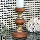 Wood and brass candle holder 1970