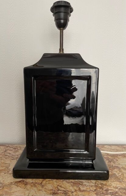 Vintage black ceramic lamp base 1980
