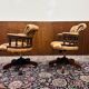 Ensemble de chaises de bureau Chesterfield English Captain Chairs marron