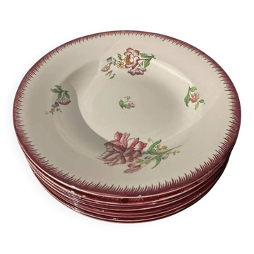 Set of 8 deep iron earth flower plates