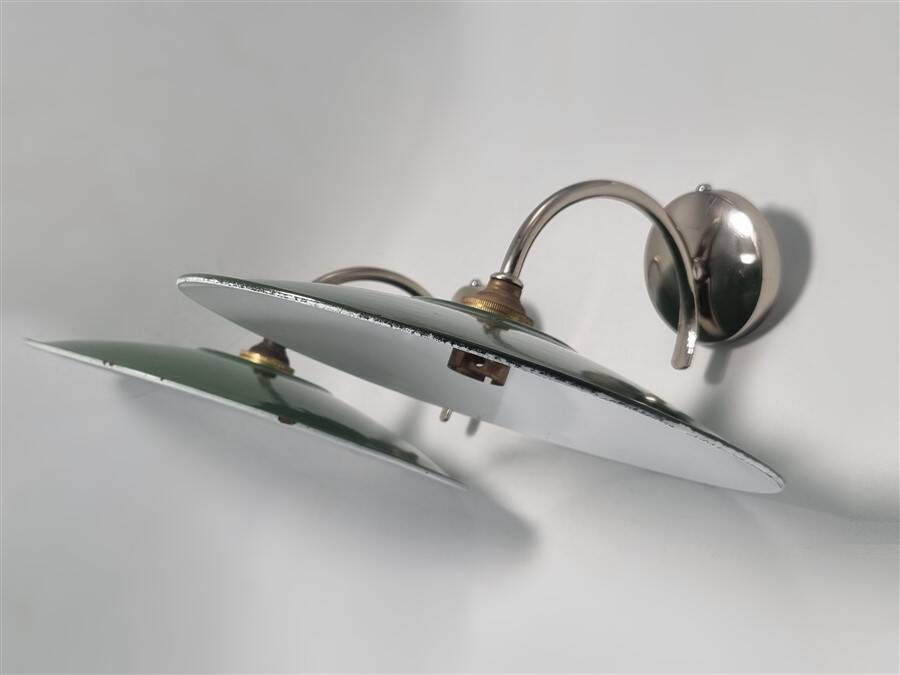 Pair of enamelled sheet metal wall lights