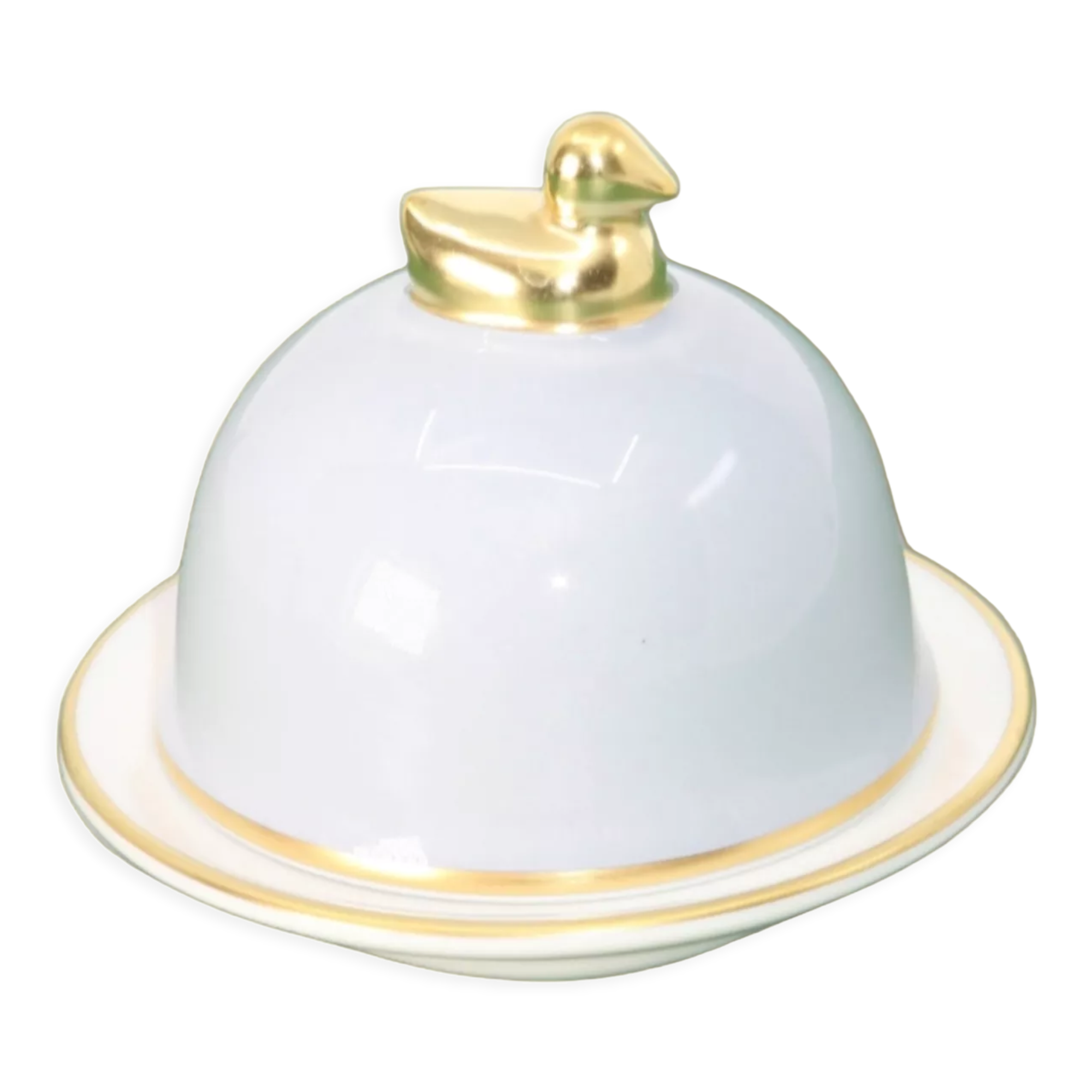 Silver-grey porcelain butter dish limoges legle under the sun