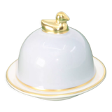 Silver-grey porcelain butter dish limoges legle under the sun