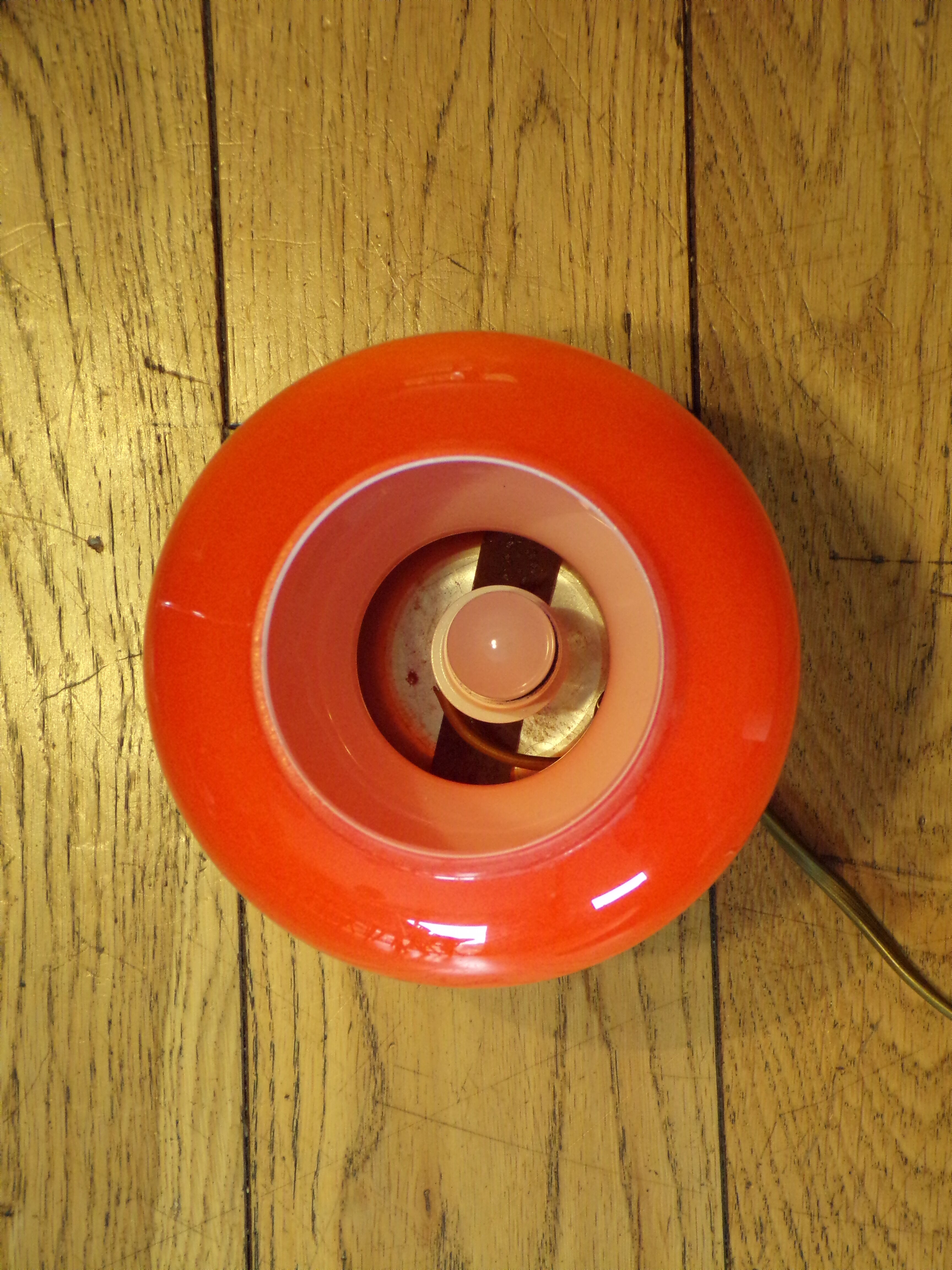1970 orange opaline laying lamp