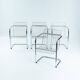 set of 4 Italian Wire Chairs, Chrome & Metallic Thread, 1974