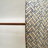 Wood and brass floor lamp