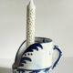 Blue ceramic hand candle holder vintage craft