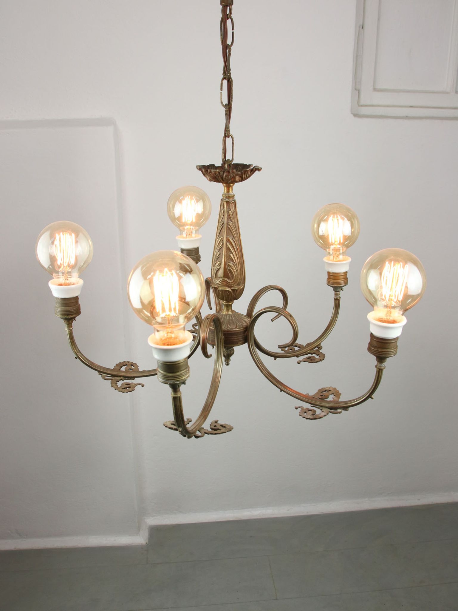 Lustre en laiton Art-déco, années 1930