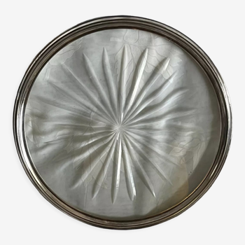 Serving pie dish in silver edged crystal