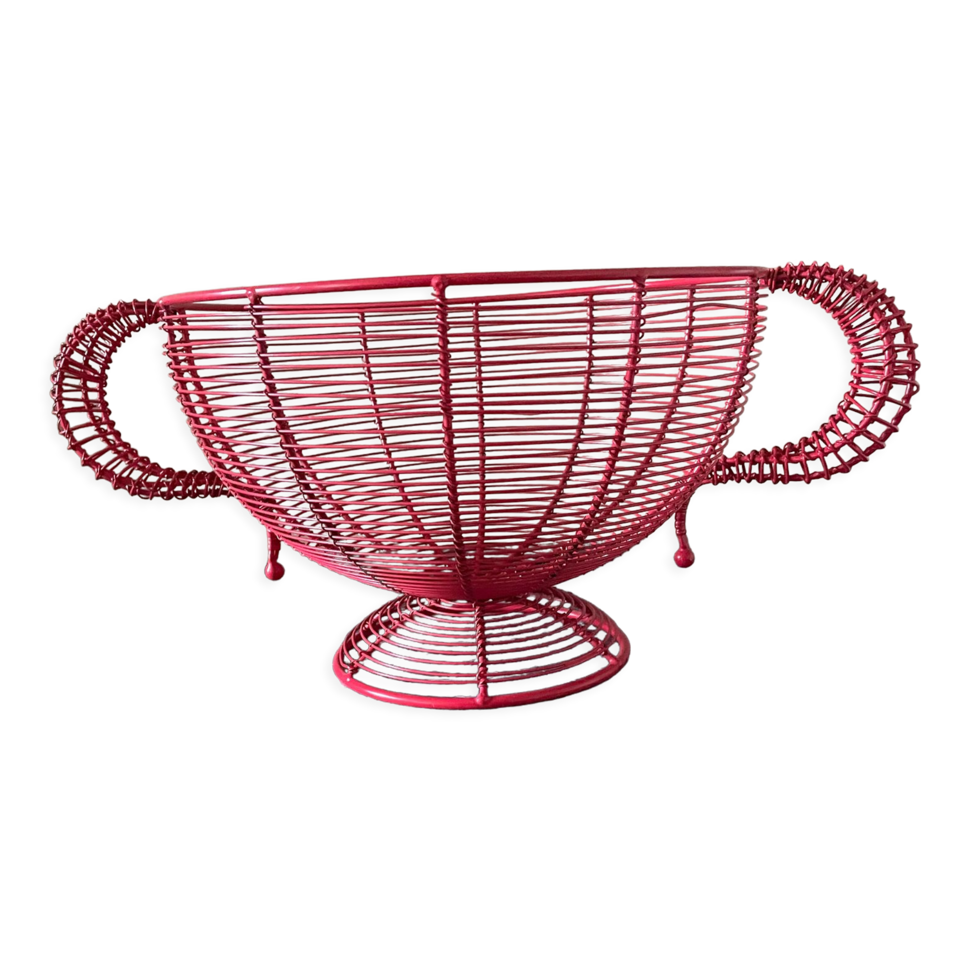 Red wired metal fruit basket