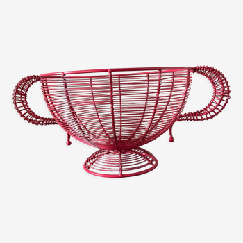 Red wired metal fruit basket