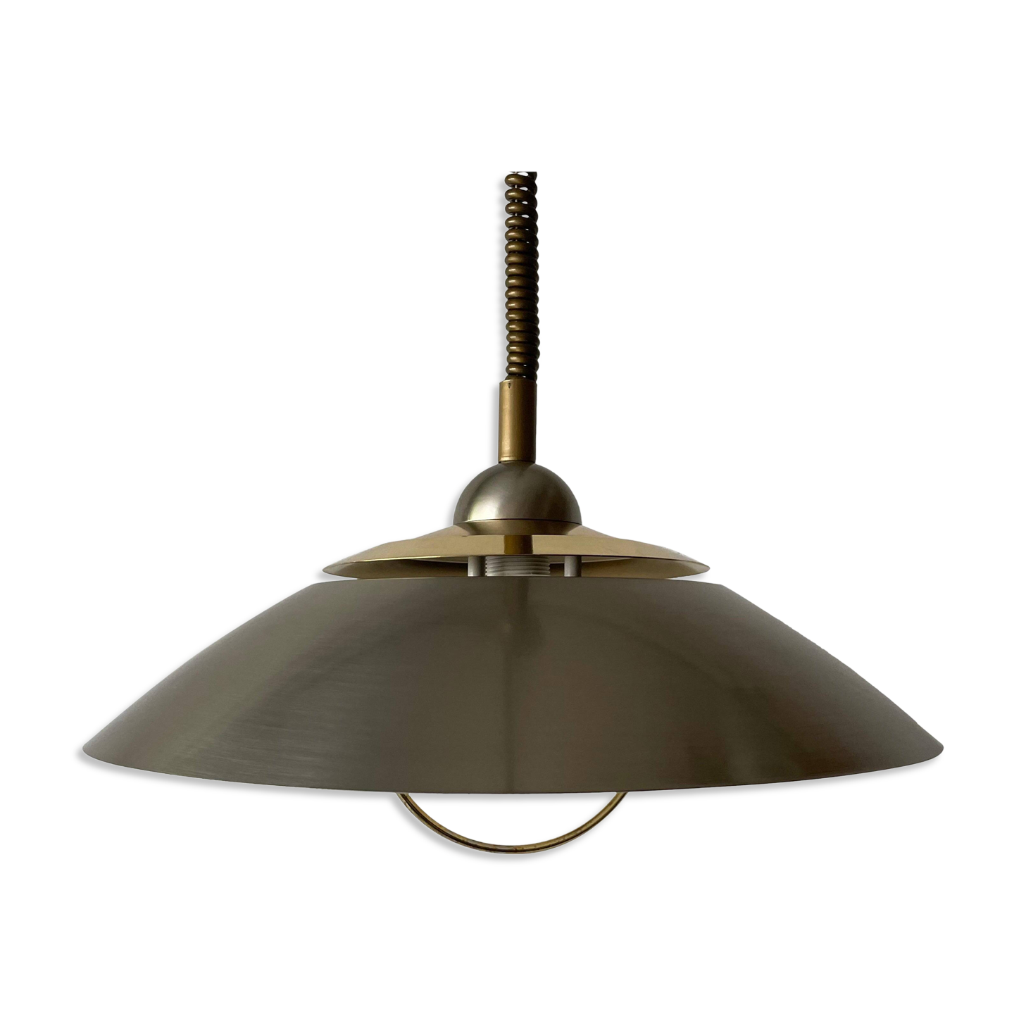 Suspended lamp in chrome and gold metal by TZ, 1970s, Germany.