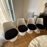 Knoll tulip chair with black velvet cushion