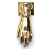 Brass hand-shaped door knocker, 1950s