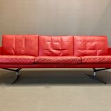 Sofa 3 places leather and chrome design 1950