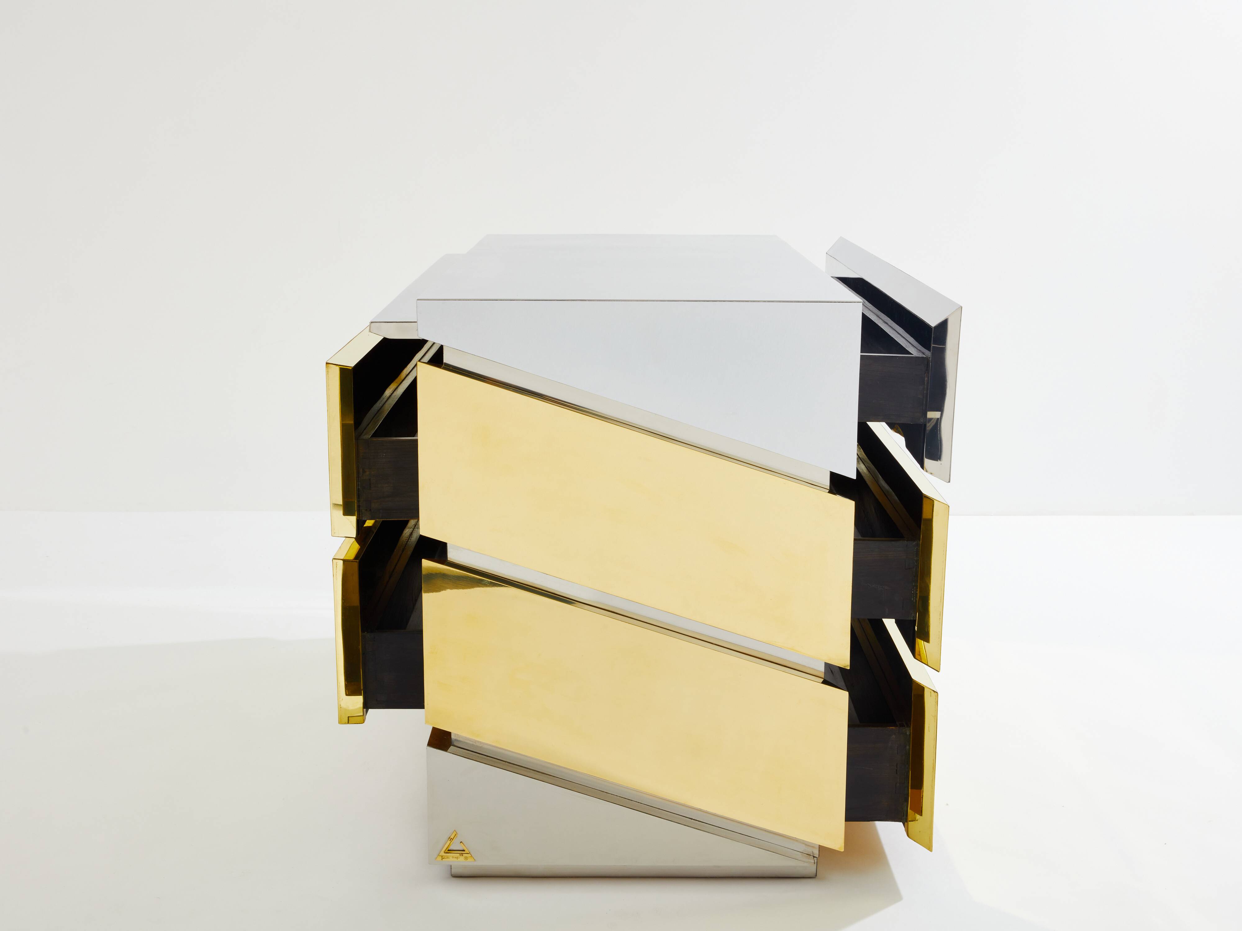 Gabriella Crespi model Mr Mme chest of drawers chrome brass 1972