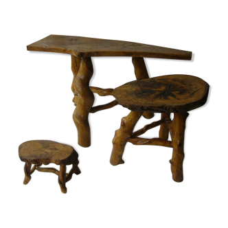 Brutalist wooden harnesses, set of three