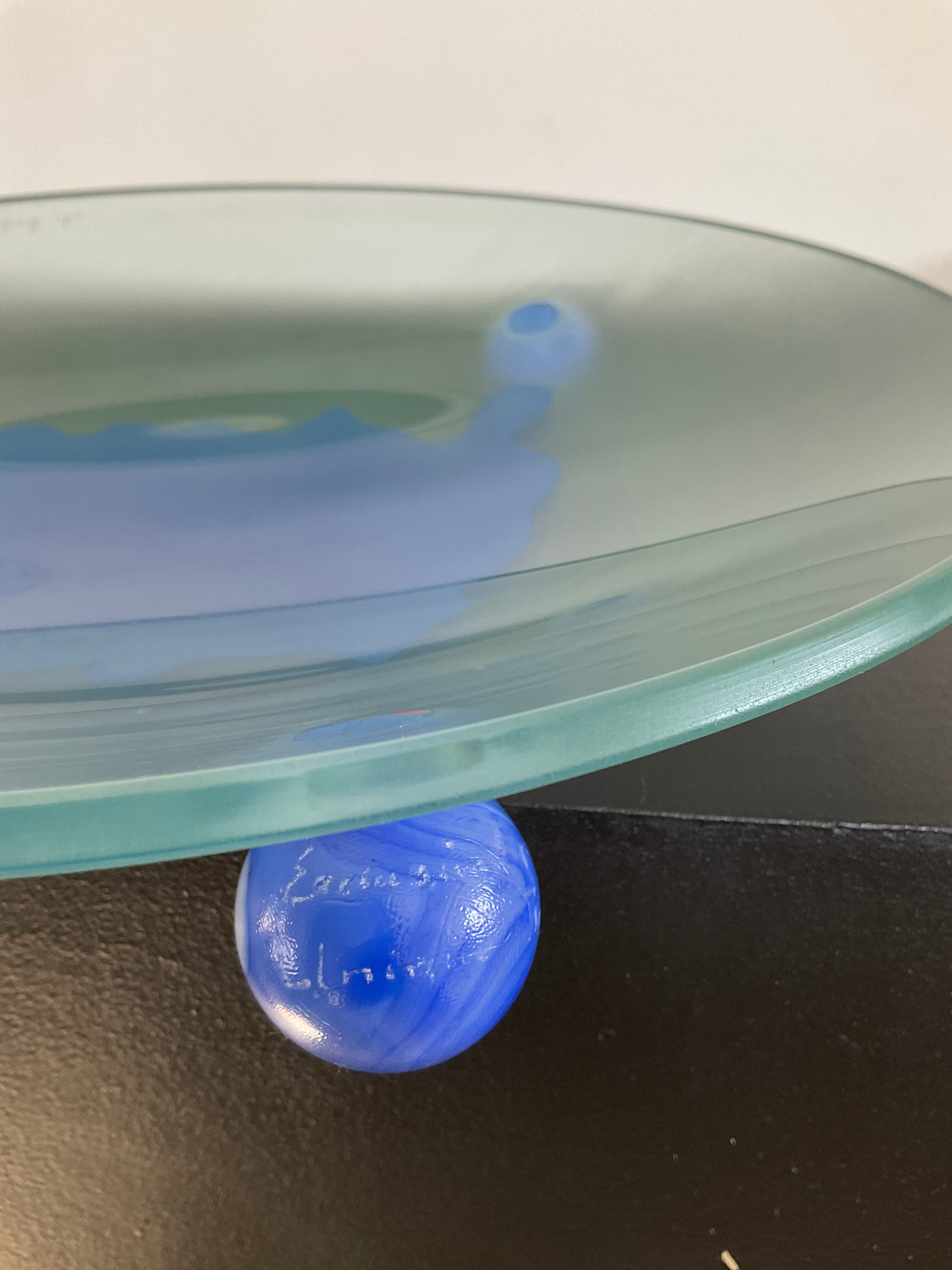 Empty vintage pocket in frosted glass signed