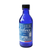 Flacon en verre bleu d'ether