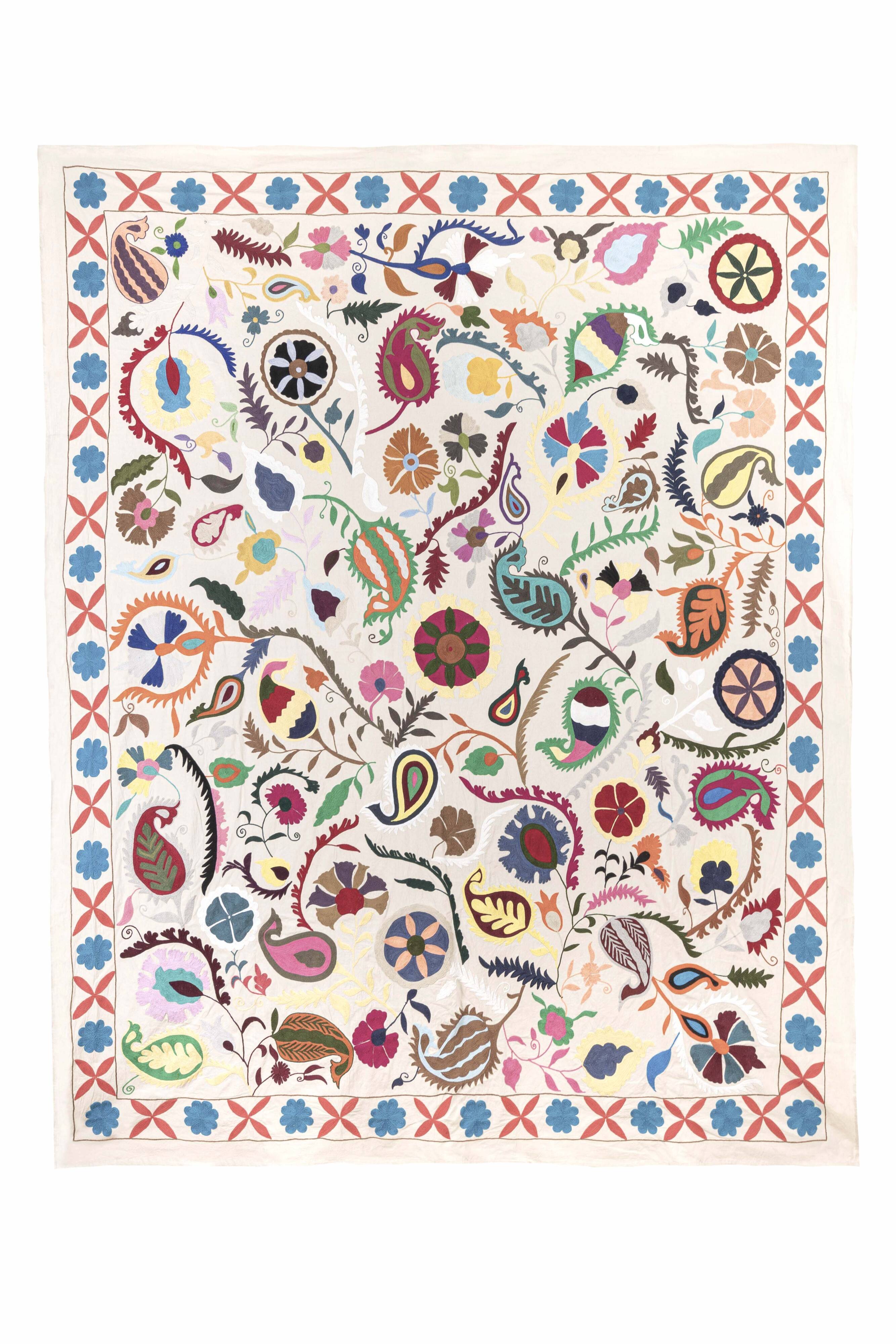 Textile suzani hand embroidered 260 x 230 cm