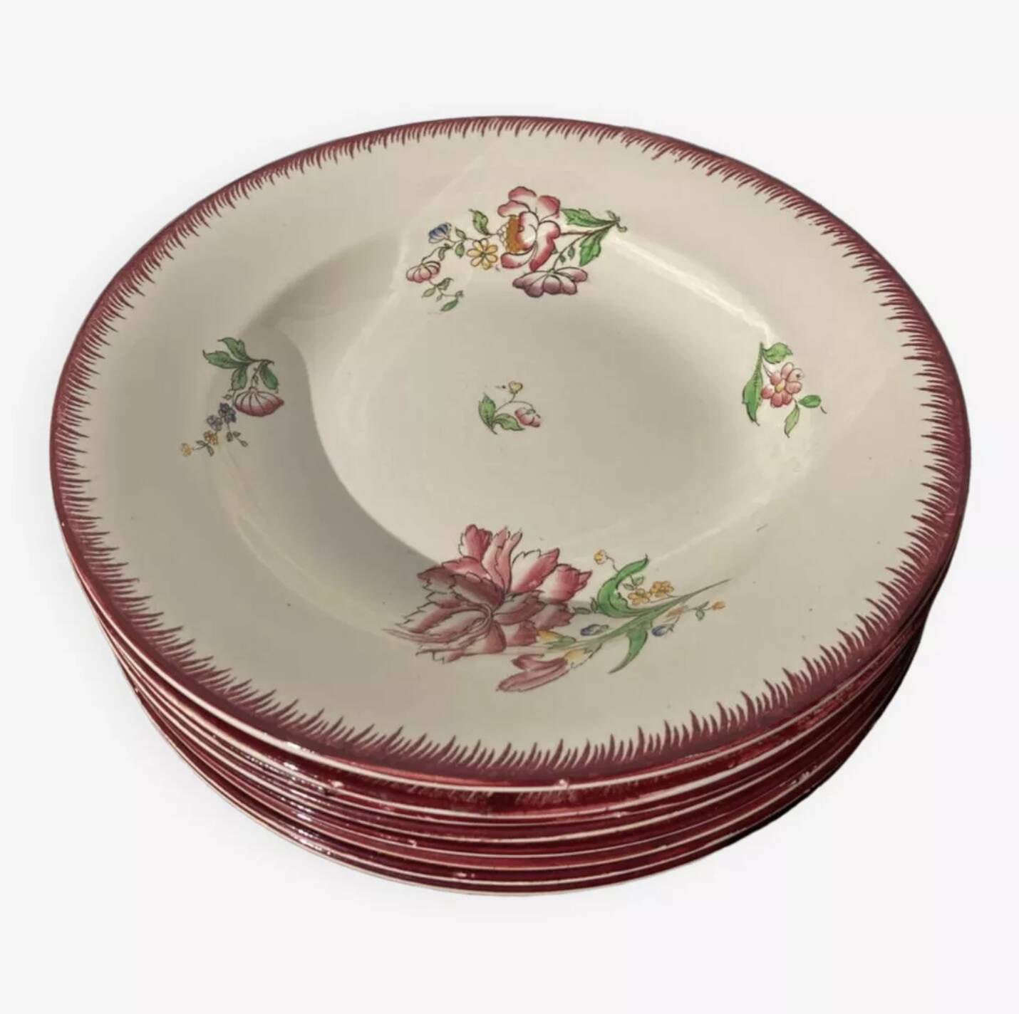 Set of 8 deep iron earth flower plates