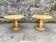 Pair of round coffee tables, burr veneer 1980