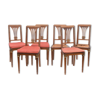 Suite de 6 chaises d'époque 1900 de style Louis XVI