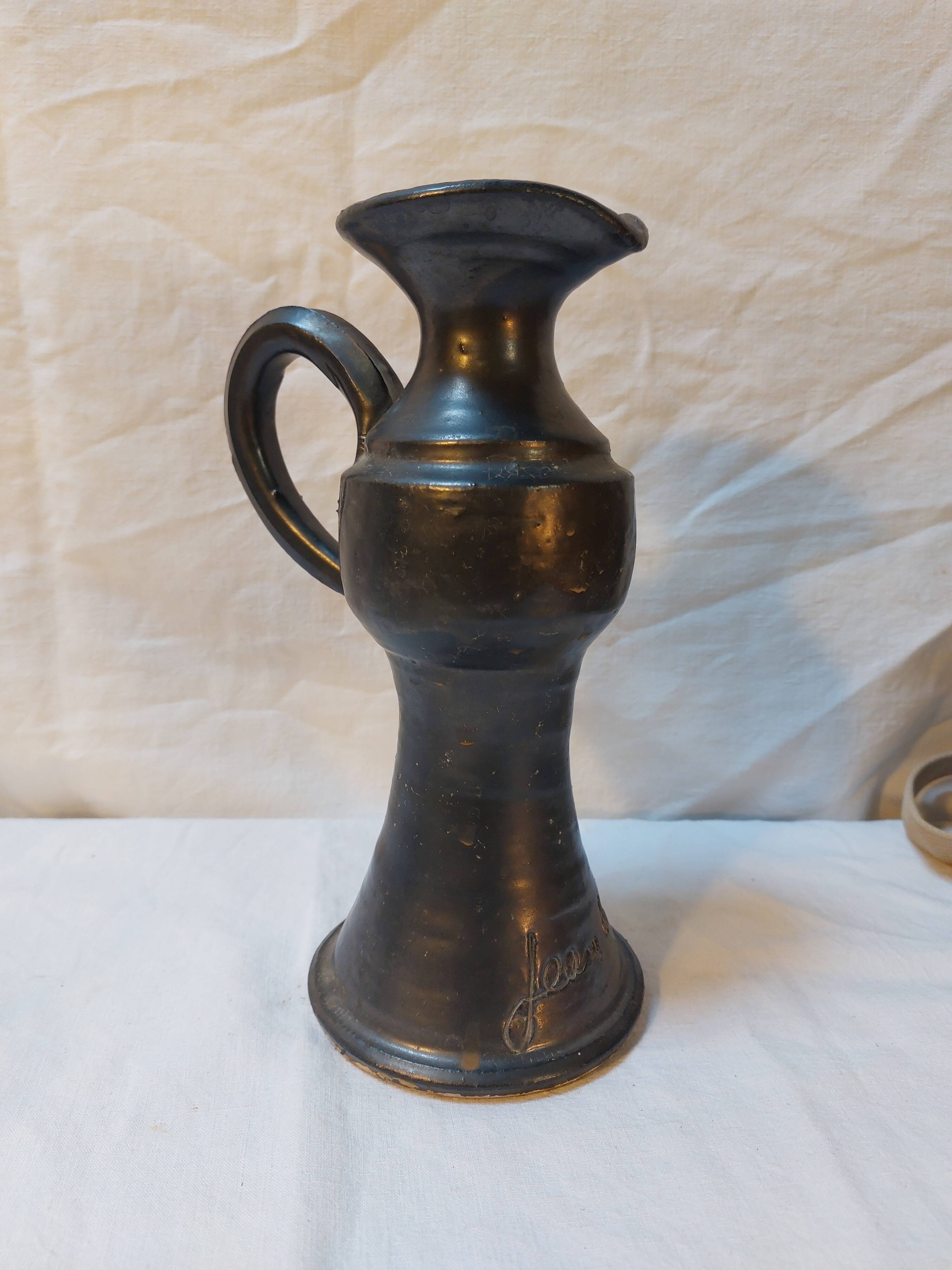 Glazed terracotta pitcher signed Jean Marais - Vallauris - Circa 1970