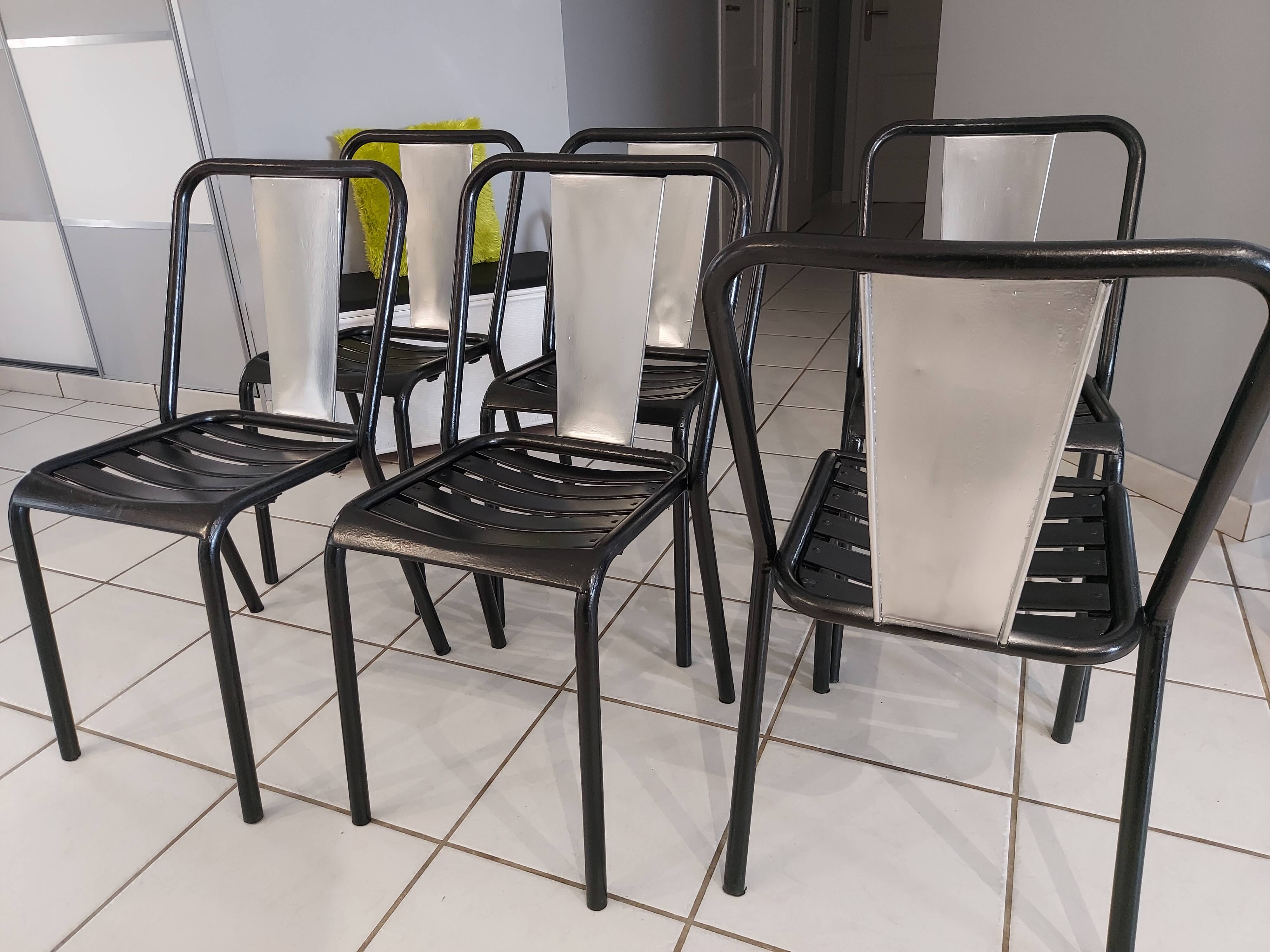 Suite of 6 Chairs Tolix model T4 by Xavier Pauchard 1950