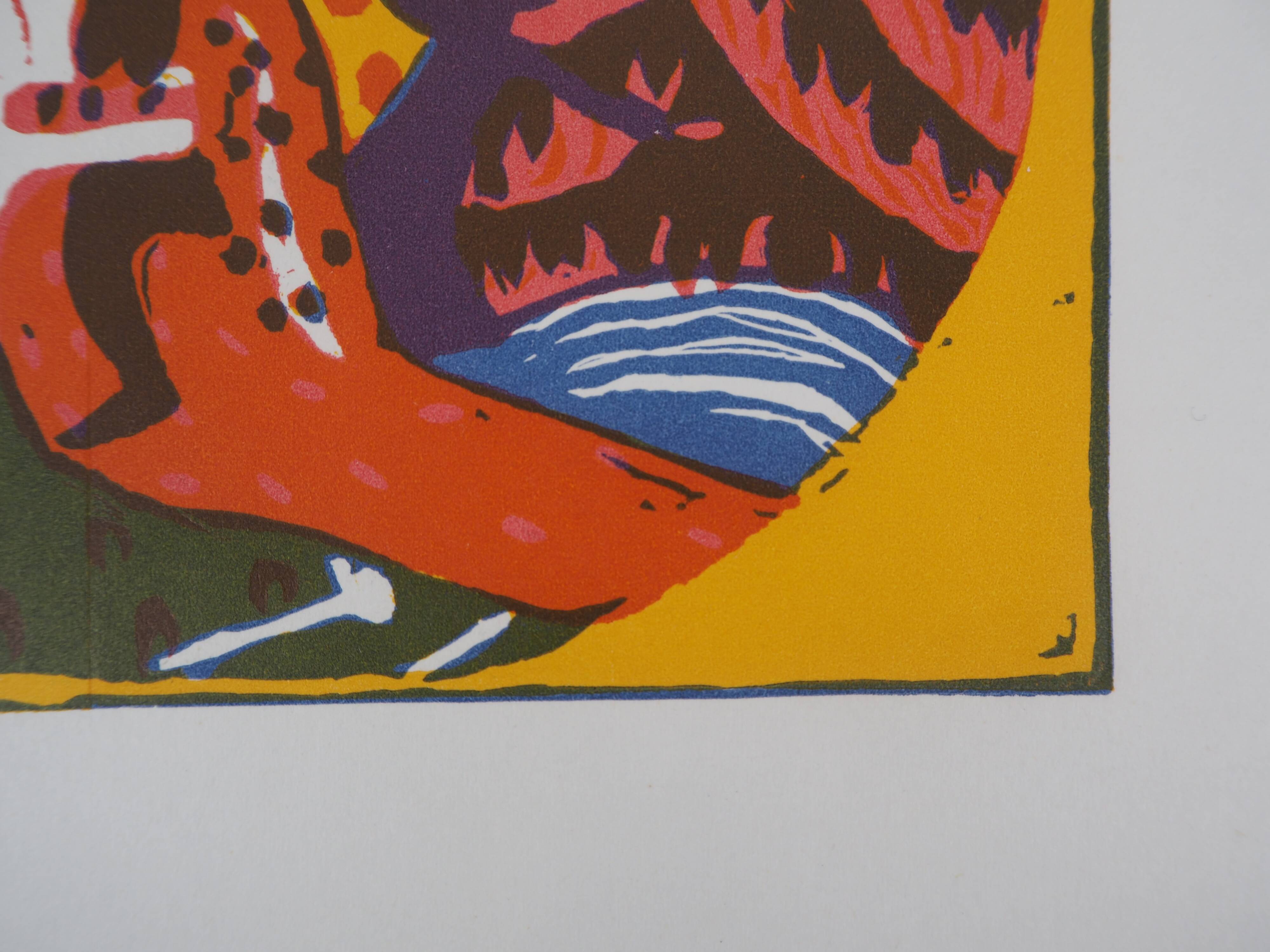 Vassily kandinsky : cavalier onirique - gravure sur bois