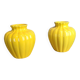 Paire de vase en émail jaune citron